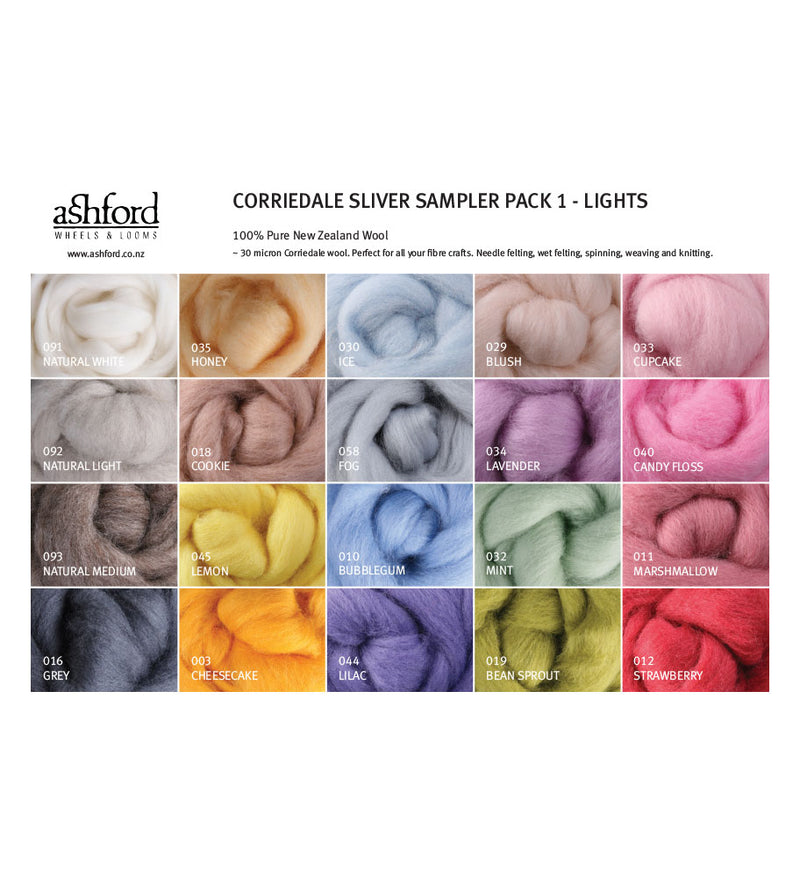 Ashford Corriedale Sampler Pack - Lights