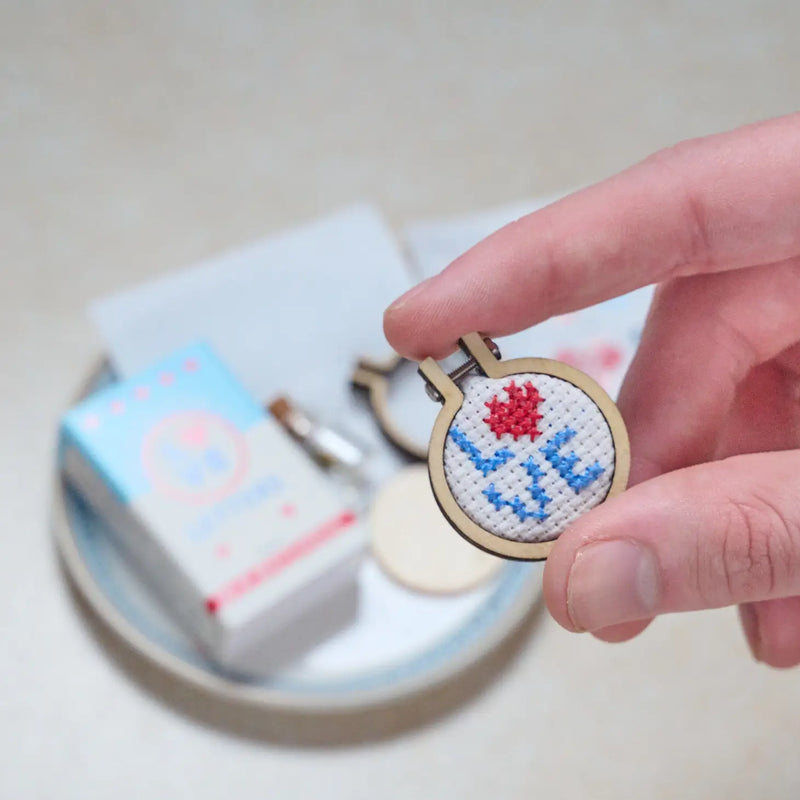 Kawaii Love Letters Mini Hoop Cross Stitch In A Matchbox